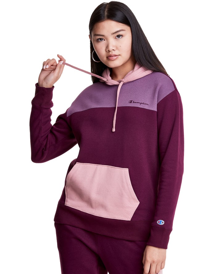 Sudadera Con Capucha Champion Mujer - Colorblock Fleece ( Moradas Oscuro ) 2893076-BK